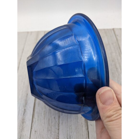 Vintage 6" by 2 3/4" Ribbed Cobalt Blue Mixing Bowl - Picture 3 of 7